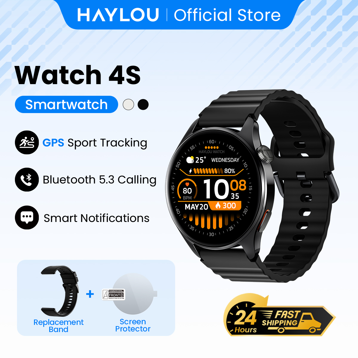 HAYLOU Watch 4S GPS Smartwatch 1.43” HD AMOLED Display 5 Satellite GPS Positioning 120+ Workout Modes Sport Fitness Smart Watch