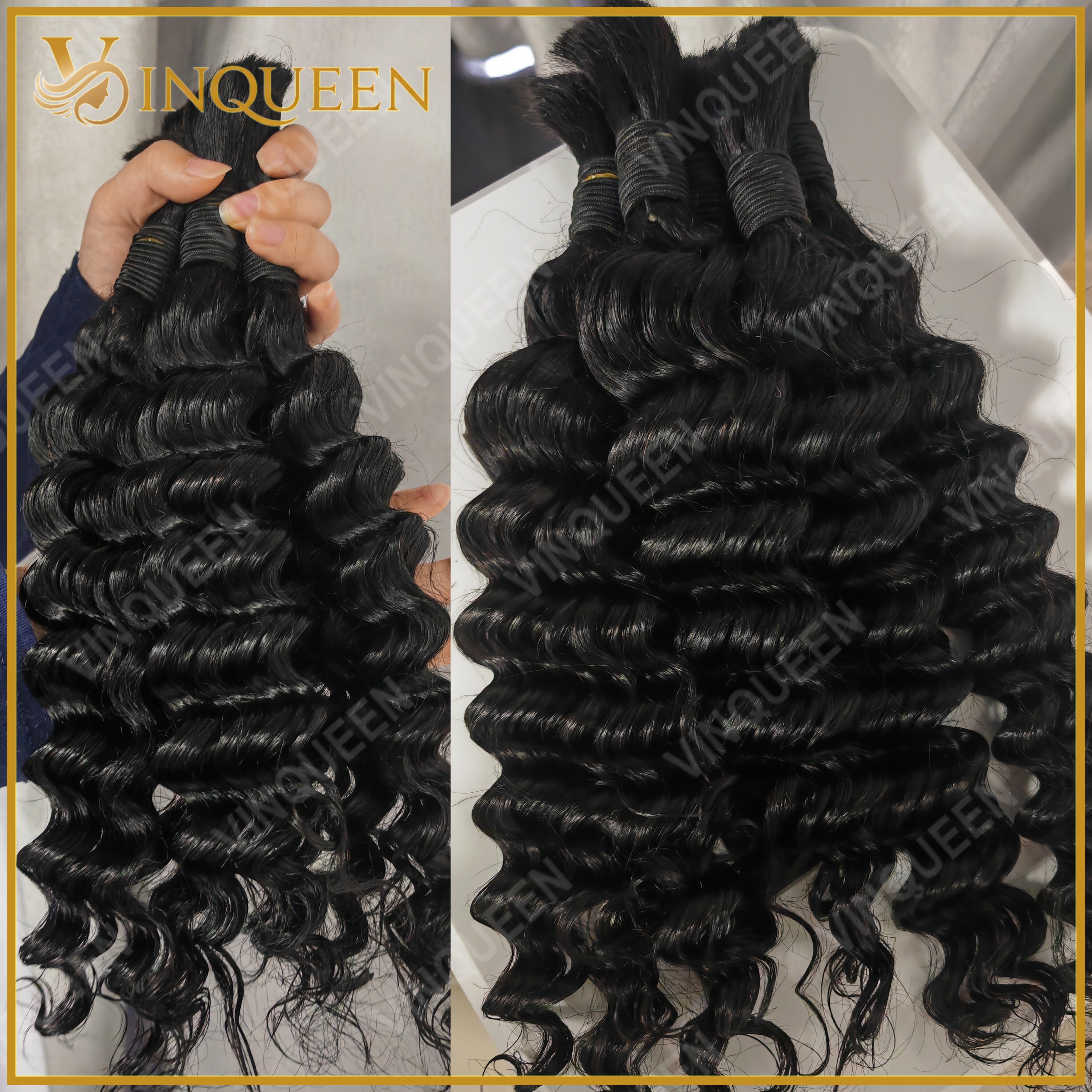 Cabello humano trenzado de onda profunda suelta para trenzas, entrega rápida en 3 días, Francia, UE