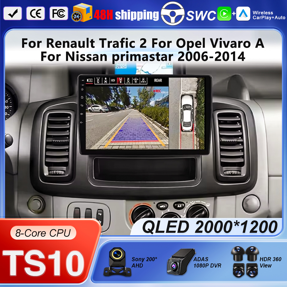 Radio samochodowe do Renault Trafic 2 do Opel Vivaro A do Nissan primastar 2006-2014 Multimedialny odtwarzacz wideo Android14 Nawigacja GPS