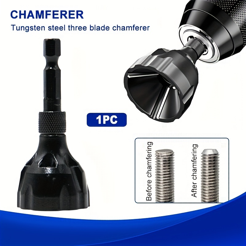 Zwart Wolfraam Staal Drie Blade Ontbramen Afschuining Draad Filet Trimmen Cutter Schroef Bout Ontbramen Boor Tool