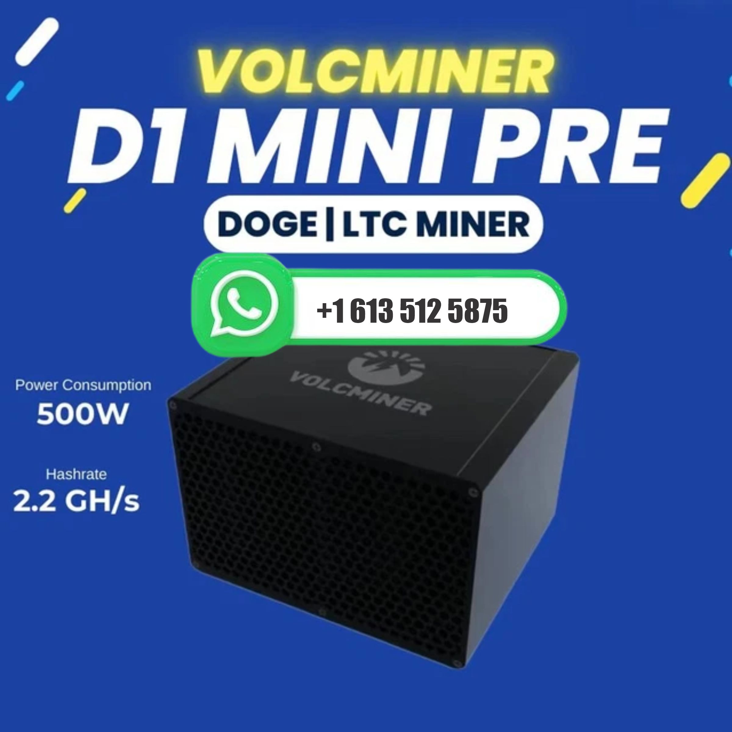 Oferta Mega JY: Compre 7 e Ganhe 4 Grátis - Novo VolcMiner D1 Mini para Mineração de LTC e Doge Coin 2.2Gh/s 500W em Estoque com Fonte de Alimentação