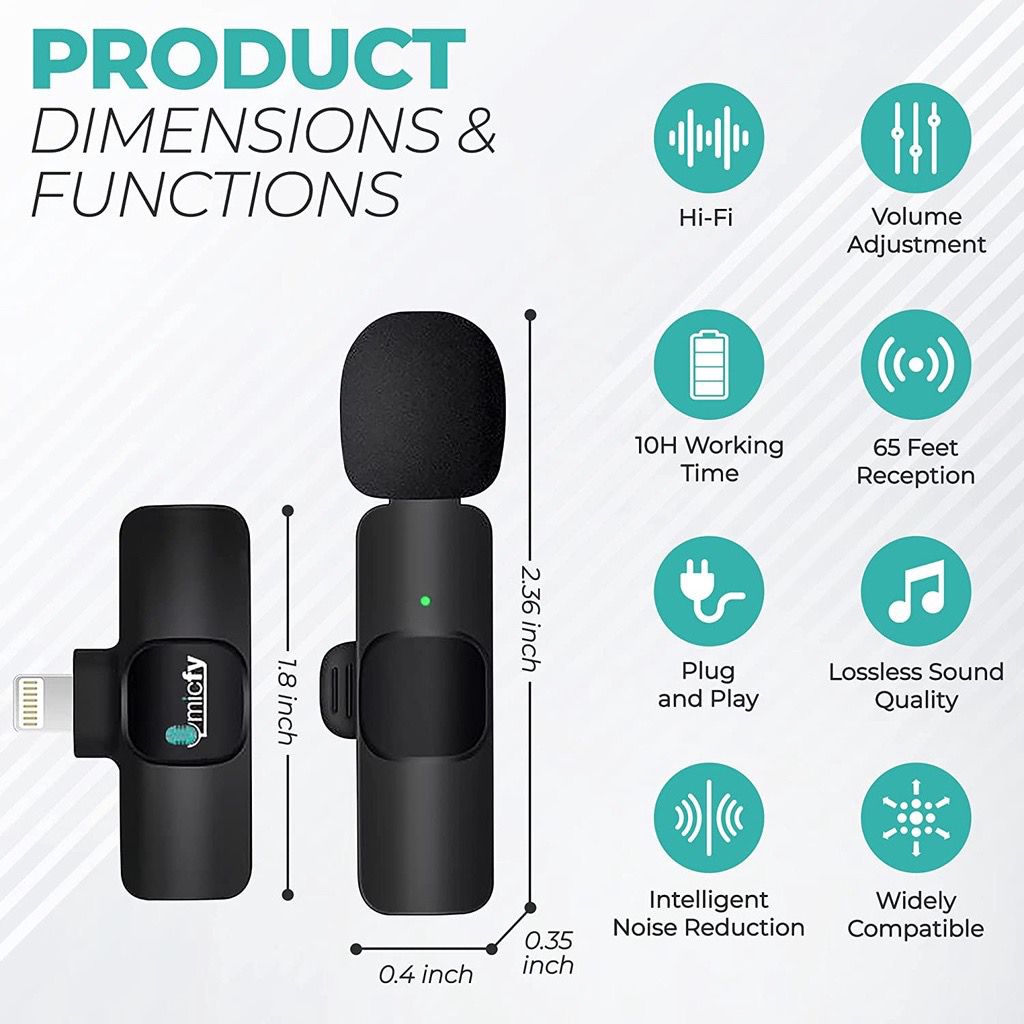 Microfones De Lapela De Transmissão De ไมโครโฟน De Lapela Sem Fio Curto Gravação De Vídeo Exigível ไมโครโฟน Portátil สตรีมมิ่ง