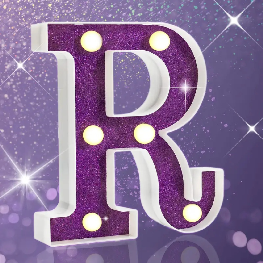 Lumière LED à paillettes violettes de 16cm, 1 pièce, lumière décorative alimentée par batterie pour mariage, proposition, anniversaire, fête, accessoires Photo