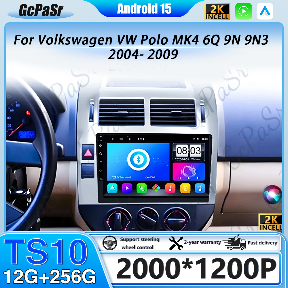 Android 16 autoradio voor Volkswagen VW Polo MK4 6Q 9N 9N3 2004-2009 multimediaspeler autostereo WiFi navigatie autoradio 4G