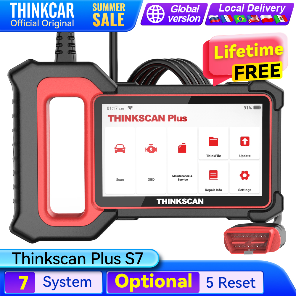 Thinkcar Thinkscan Plus S4 S7 Obd2 Scanner Ecm Abs Srs Tcm Bcm Systeem Diy Optionele Reset Wifi Gratis Update Auto Diagnostiek Tools