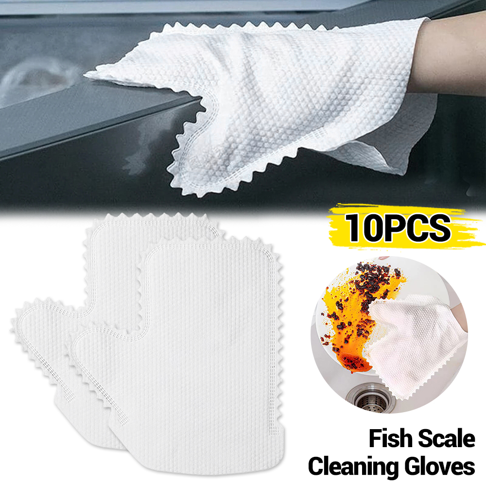 10 Stuks Vis Weegschaal Schoonmaak Stofdoek Handschoenen Zacht Wit Voor Raam Glas Vloer Bureau
