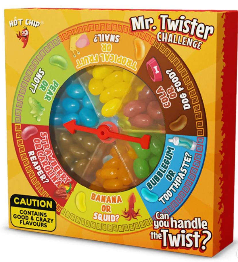 Hot Chip Mr Twister, Picante y Dulce, Ruleta Rusa, 120g - Juego Viral para Fiestas, Regalo Original para Halloween, Navidad, Cumpleaños, Snack de Desafío, Diversión en Familia y con Amigos