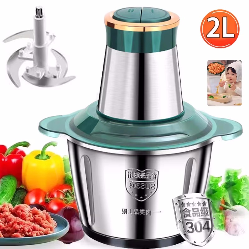 2l de aço inoxidável picador elétrico moedor carne picador vegetal chopper máquina fatiador chopper picador processador alimentos para bebê