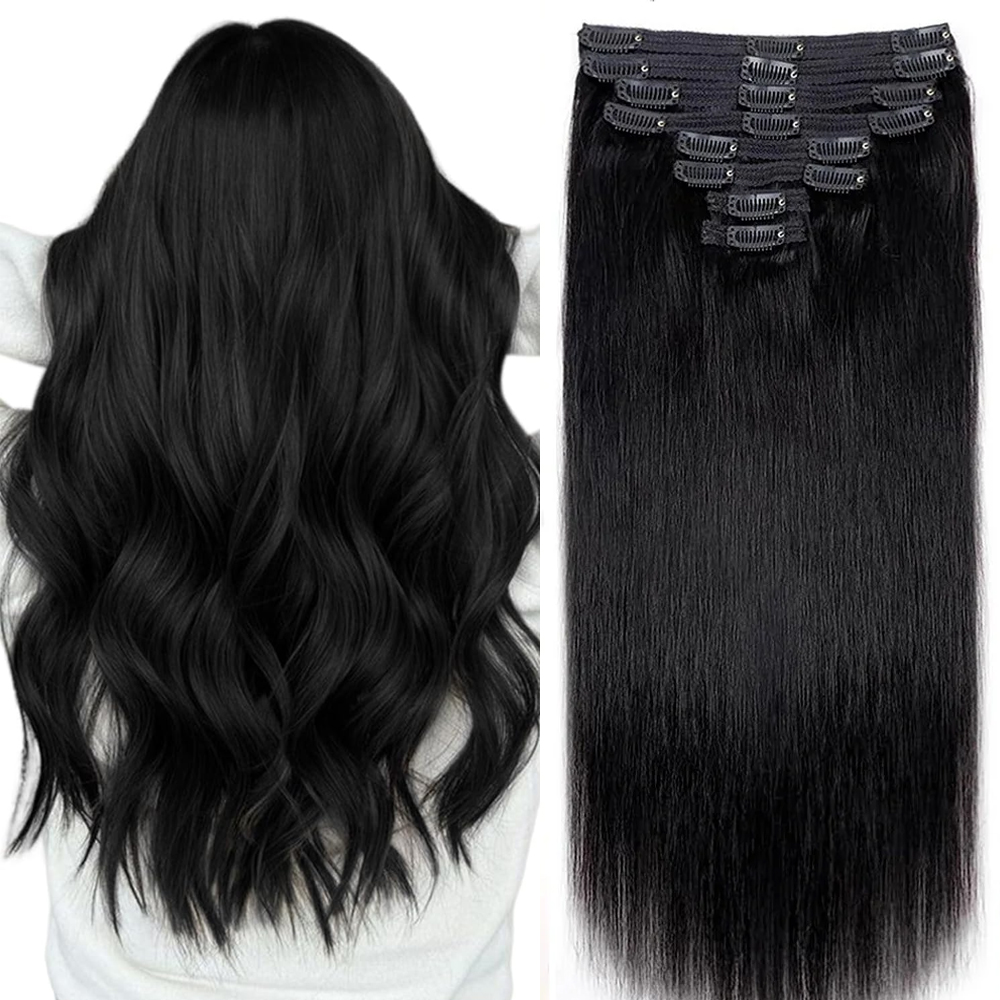 Clip sans couture ins Extensions cheveux humains droite brésilienne Remy vrais cheveux naturels 8 pièces 120 g/ensemble pince sur Extensions de cheveux humains