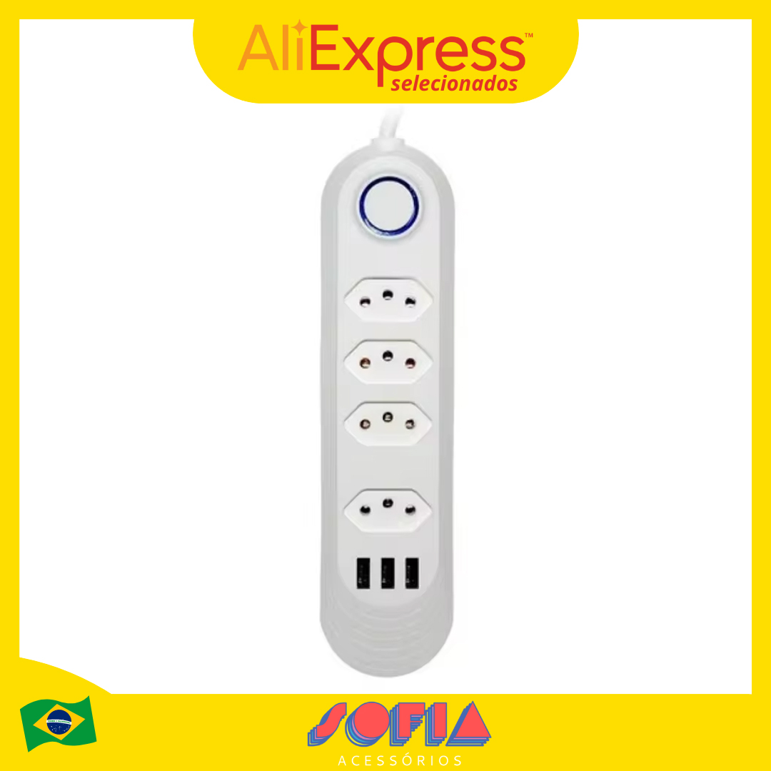 4 Socket Electric Extension Ruler with 3 Ports USB Cable 2 Meters 2400W 10A High Power and Versatility For Home Use