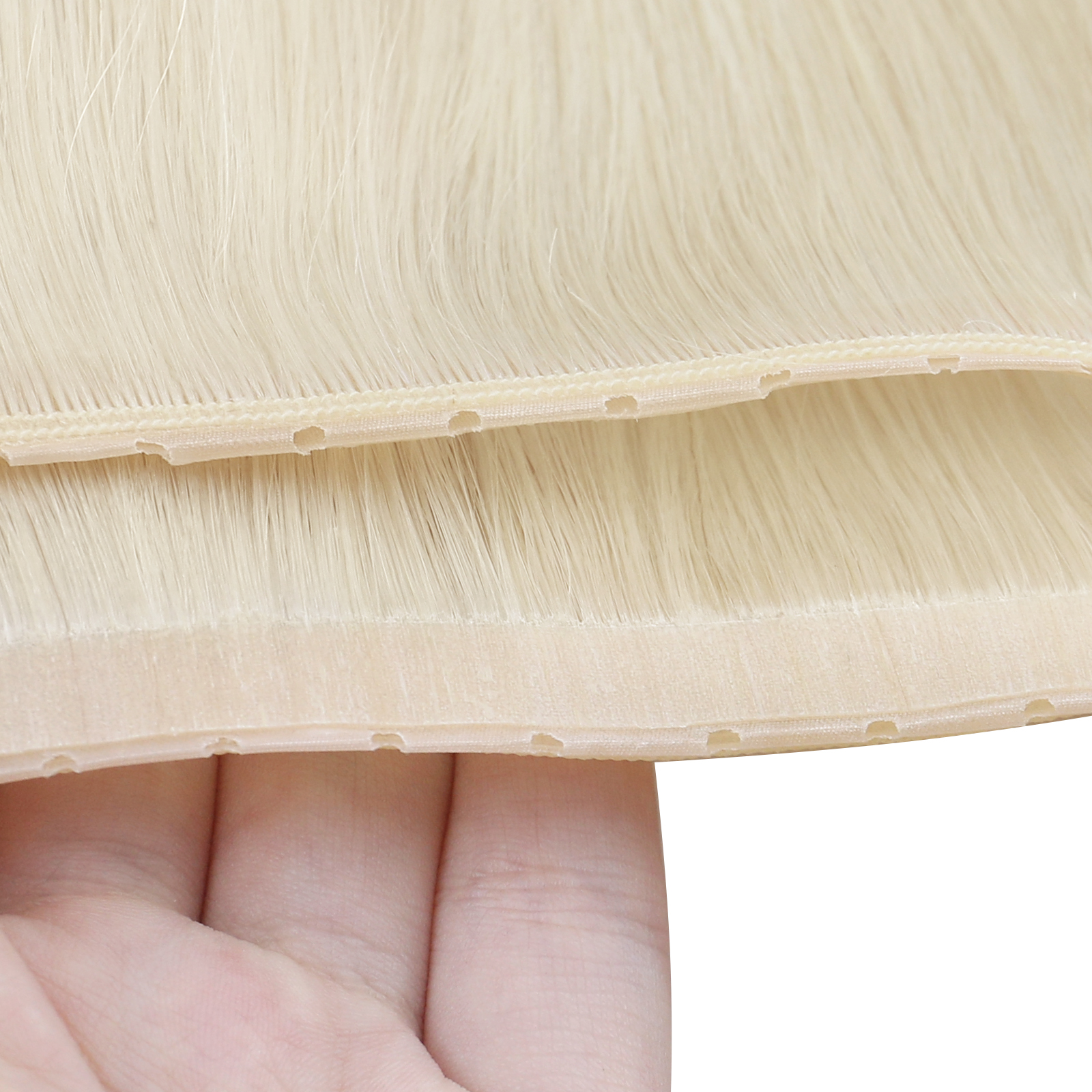 Ekstensi Rambut Moresoo Butterfly Weft, Ekstensi Rambut Invisible Pu Hole Weft, Ekstensi Rambut Hand Tied, Tambah Volume, Ekstensi Rambut Double Side Genius Weft