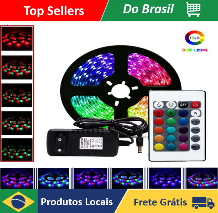 NEVERDIE STORE - Fita Led 5050 Rgb Turnida 5m 16 Cores + Alevely te + Controle Modo ABOOKS ABOOKS ENVIO RAPIDO PARA TODO O BRASCanon
