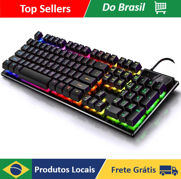 Teclado Gamer Semi-meca 'Nico RGB LED Retroiluminado Computador Pc Asli