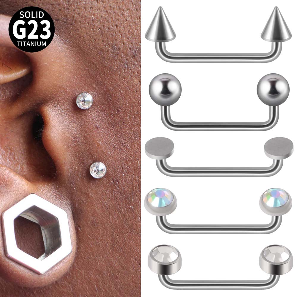 1PC G23 tytanowe kolczyki do powierzchni podwójna kulka zszywka Dermal Anchor14G wewnętrzny gwintowany stożek mikro kotwice skórne Bar biżuteria