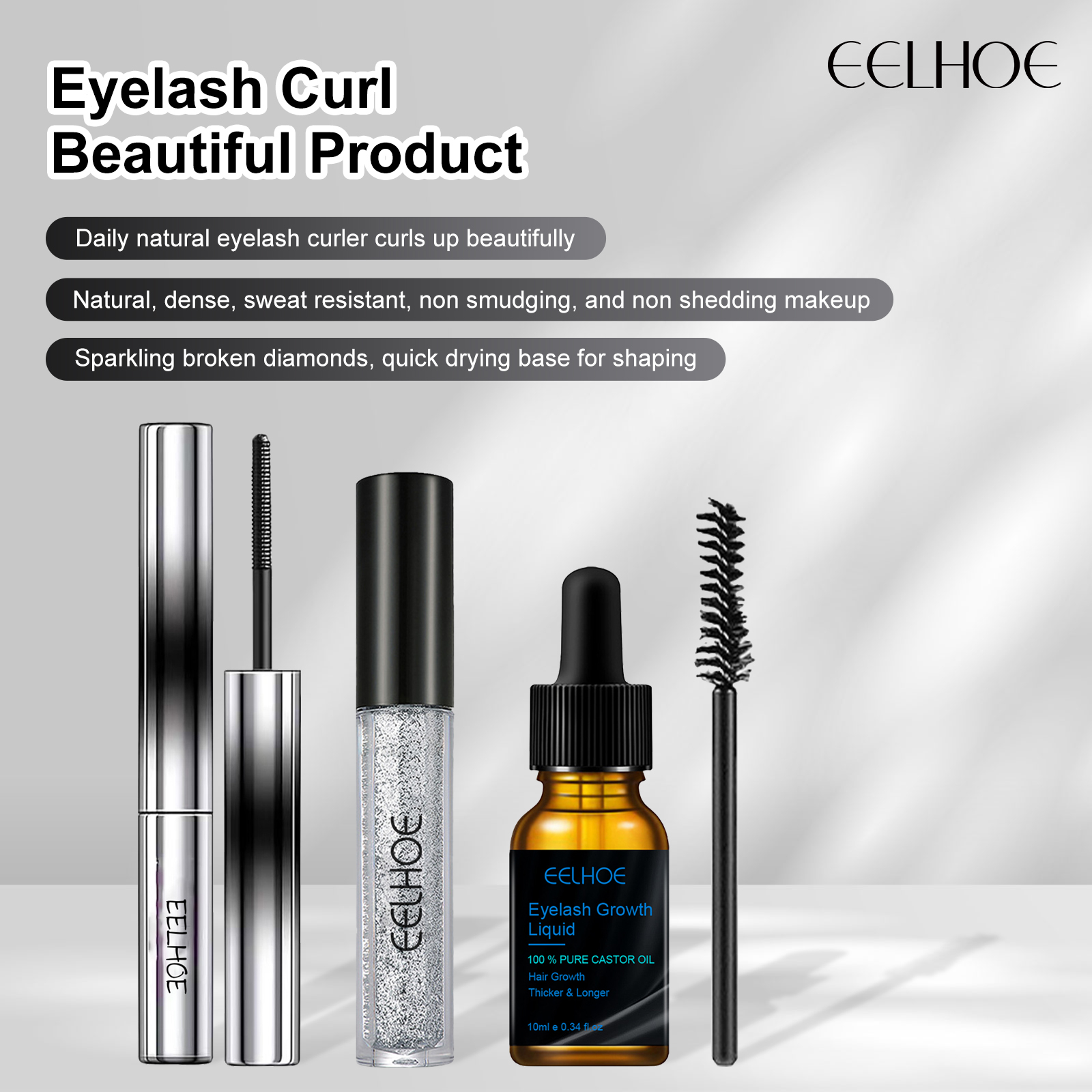 Eelhoe Rizinusöl Schnelles Wachstum Wimpernserum Glänzende Mascara Augenbrauen Verbessern Nähren Natürliche Verlängern Verdickung Wimpern Curling Serum