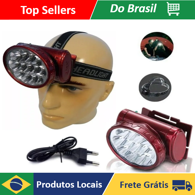 Incrivel Lanterna De Cabeça 13 Led Muito Forte Recarregavel