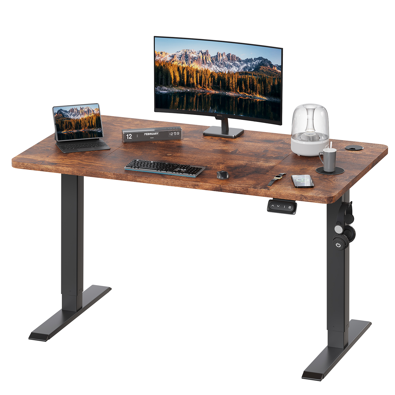 Escritorio eléctrico Devoko con altura ajustable, mesa de 120x60 cm, escritorio de pie con altura ajustable