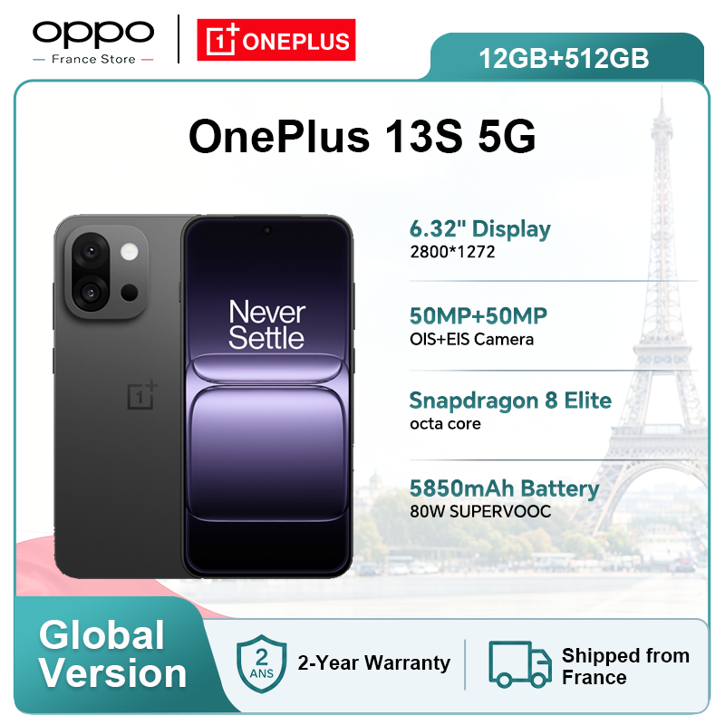 Version internationale du smartphone OnePlus 13s 5G 12 Go + 512 Go, processeur Snapdragon 8, batterie de 5 850 mAh, appareil photo 50 Mpx, téléphones mobiles OnePlus dotés de l'IA
