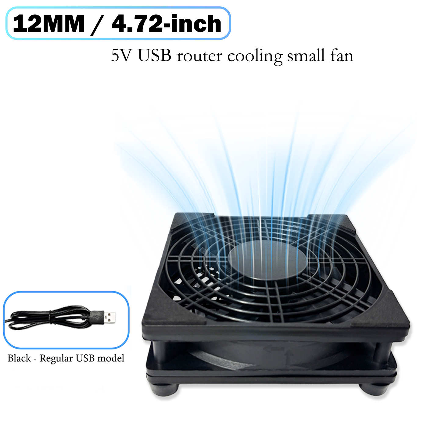 Ventilateur de refroidissement USB 5V de 120 mm (4,72 pouces) pour routeur, mini-refroidisseur silencieux pour appareils électroniques