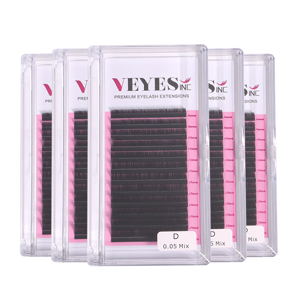 Veyes Inc-extensiones de pestañas individuales, 5 estuches/lote, visón falso, profesional, pestañas naturales suaves clásicas, venta al por mayor