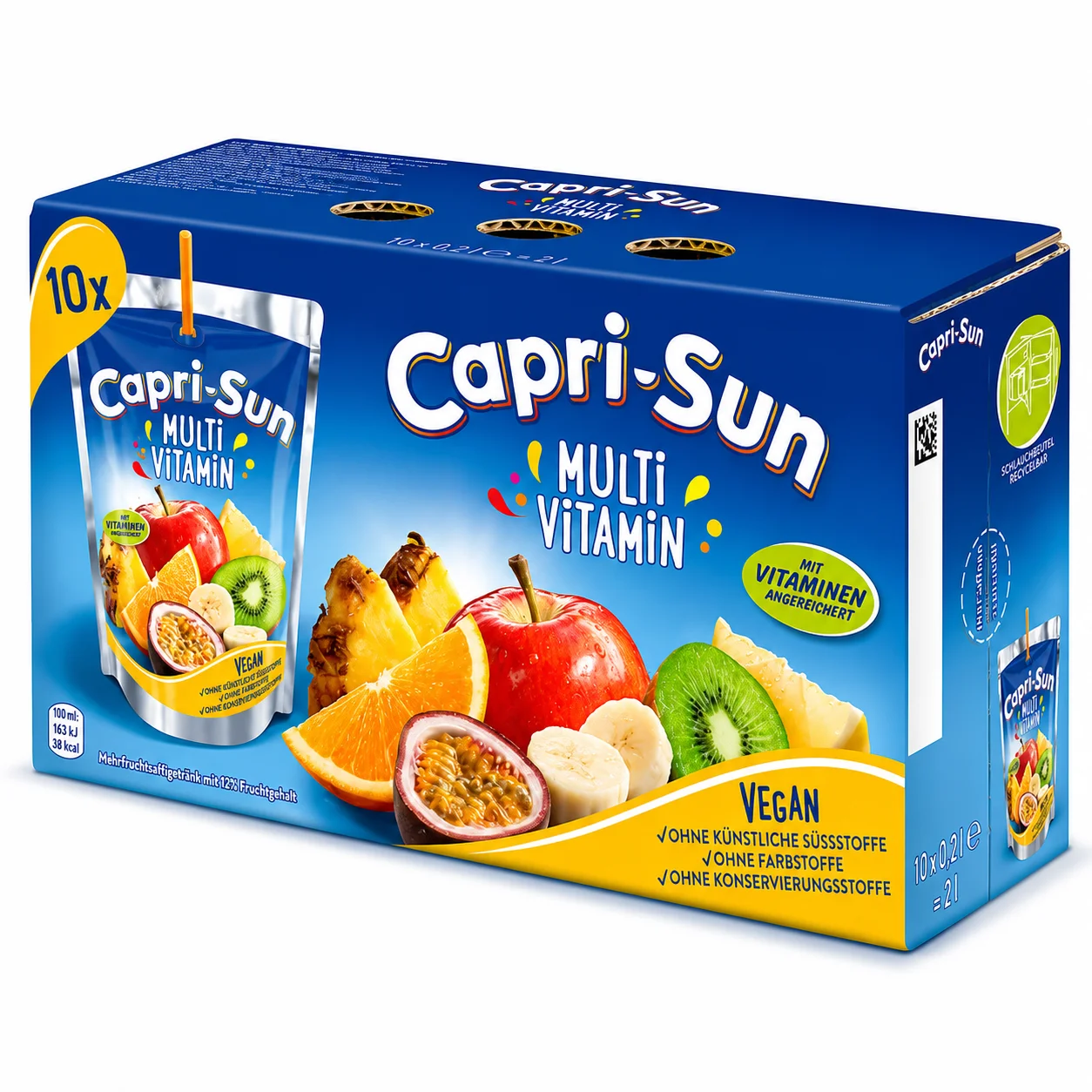 10 Stück Capri-Sun Multivitamin 200 ml – Fruchtgetränk mit Multivitamingeschmack – 10 x 200 ml Trinkpäckchen – Vorratspack