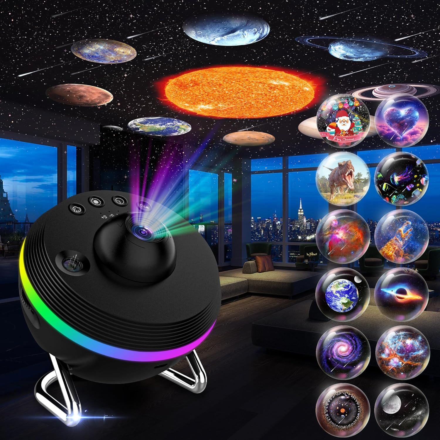 13 in 1 スタープロジェクターナイトライト 360 °   度回転 4K HD 銀河プロジェクター寝室タイマー付きプラネタリウムプロジェクター子供用