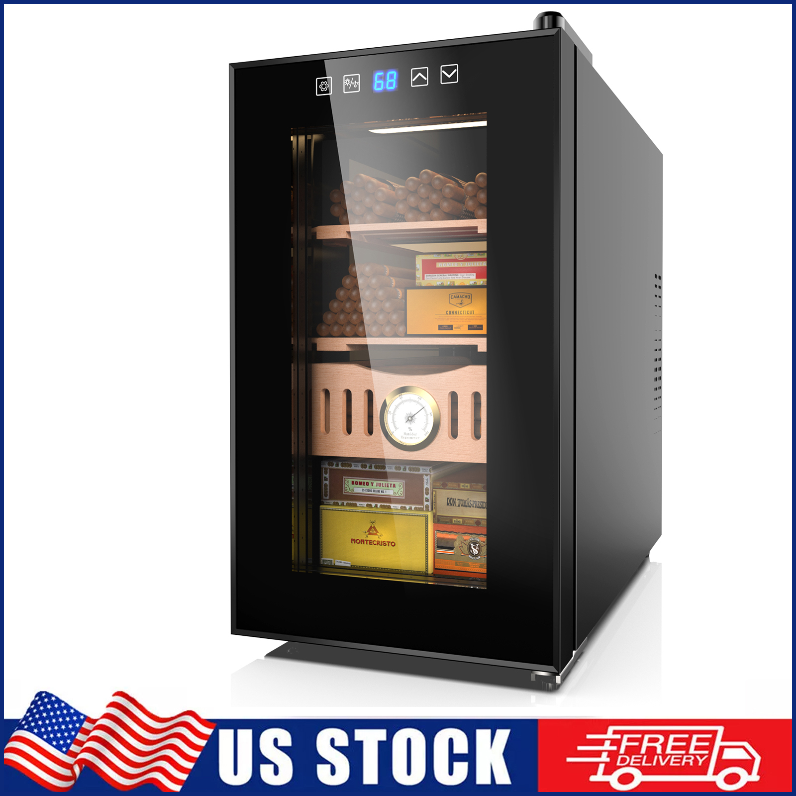 25l umidificador elétrico 200 contagens charuto humidor gabinete de refrigeração controle temperatura charuto geladeira espanhol cedro prateleiras madeira