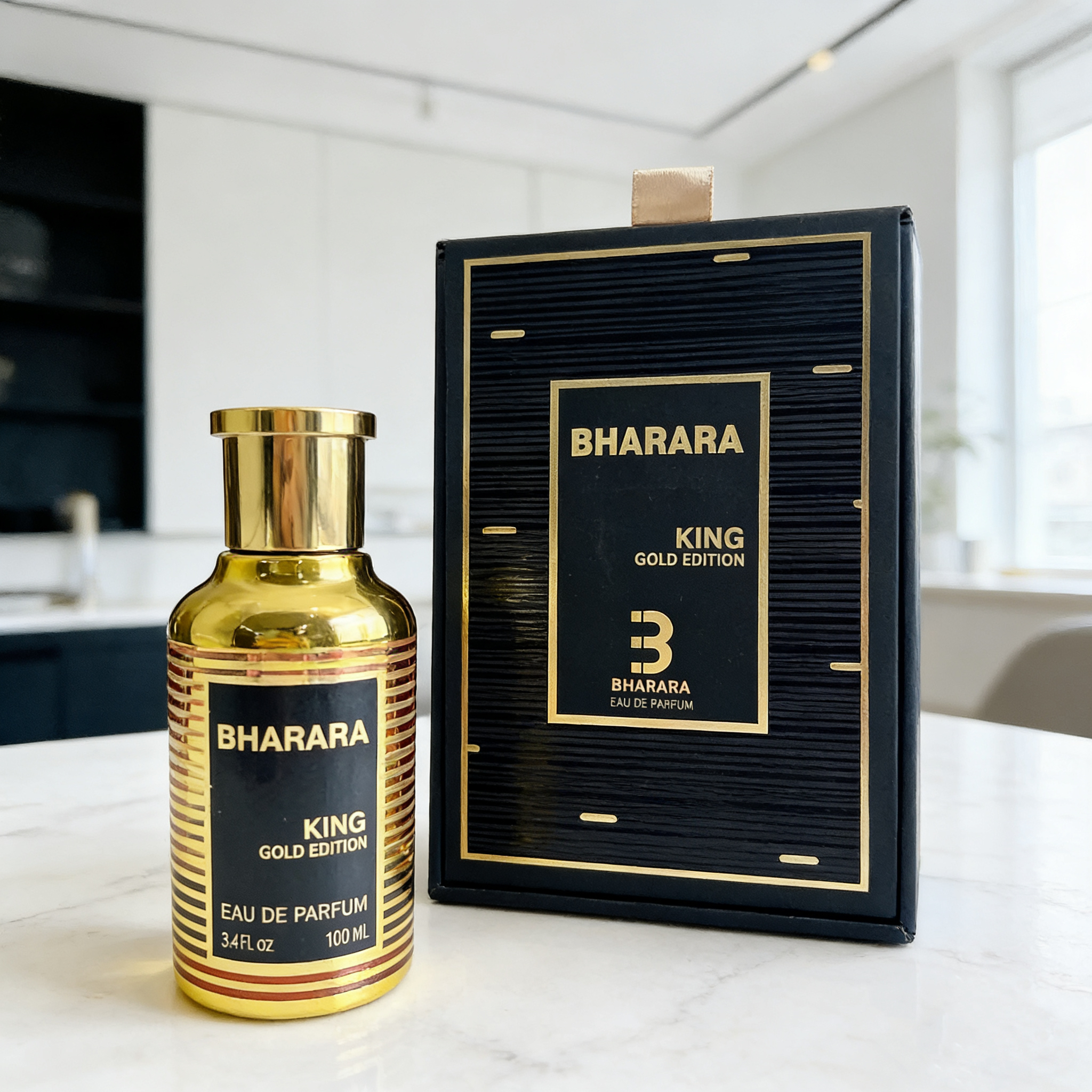 Bharara King Gold EDP 3.4oz – Krachtige Amber Houtachtige Cologne voor mannen, langdurig cadeau voor Kerstmis, Thanksgiving en Halloween
