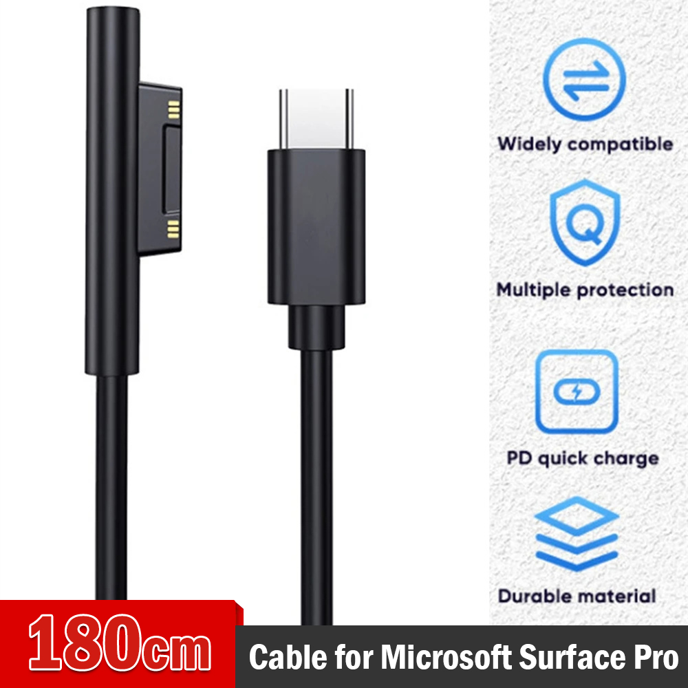 1.8M Usb Type C Pd 15V Oplaadkabel Voor Microsoft Surface Pro 3 4 5 6 Go Laptop 1Pc