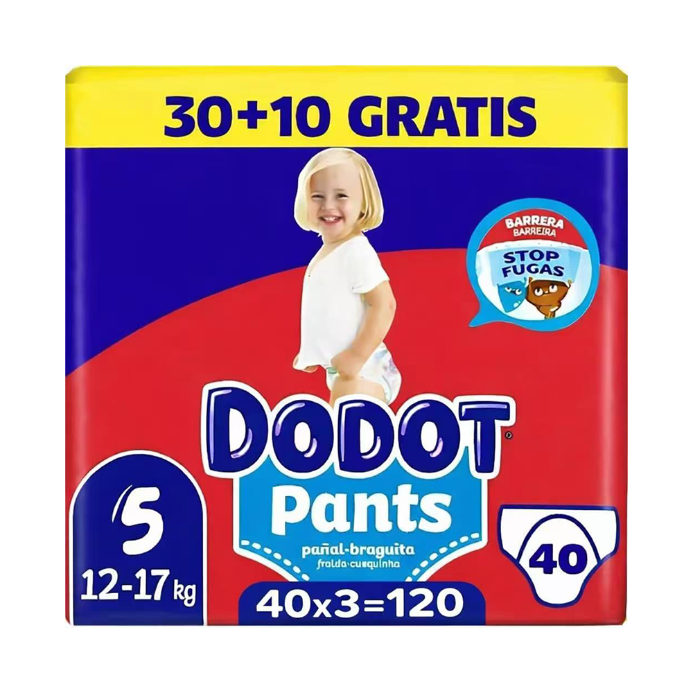 Dodot Baby Pants Diapers, Size 5, 11-16 Kg, 120 Diapers, Diaper-Panties with 360 Adjustment °   Anti-Leak, Monthly Pack