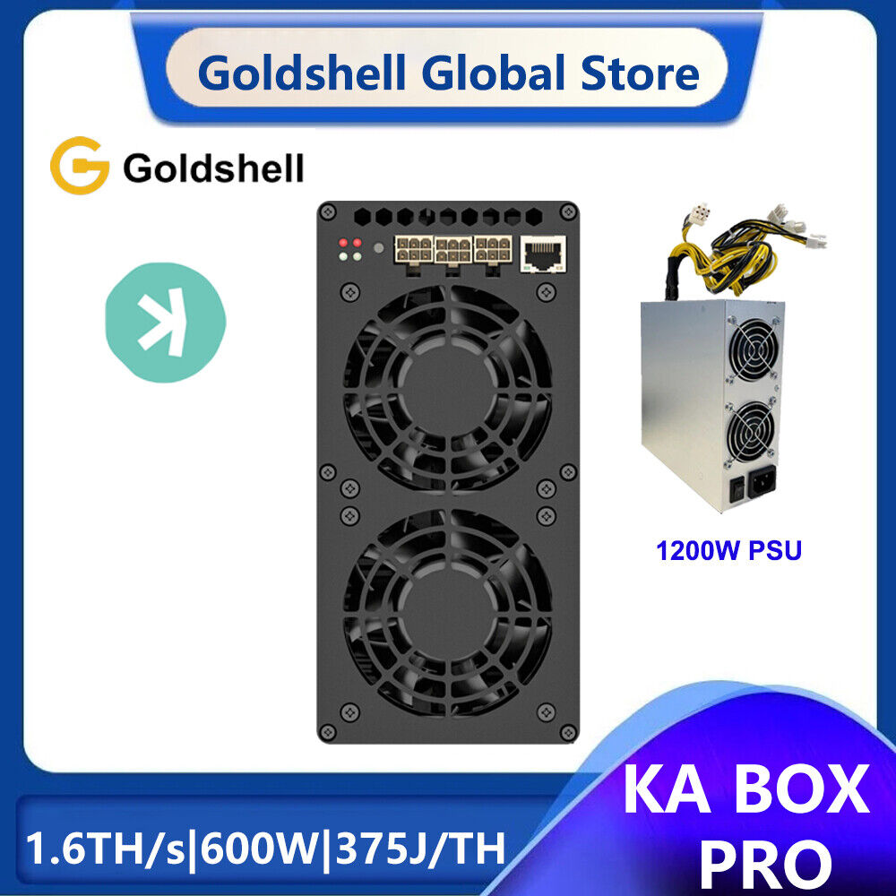 FAST SHIP Goldshell KA BOX PRO Kaspa Miner 1.6Th/s KHeavyHash 600W with 1200W Power Supply