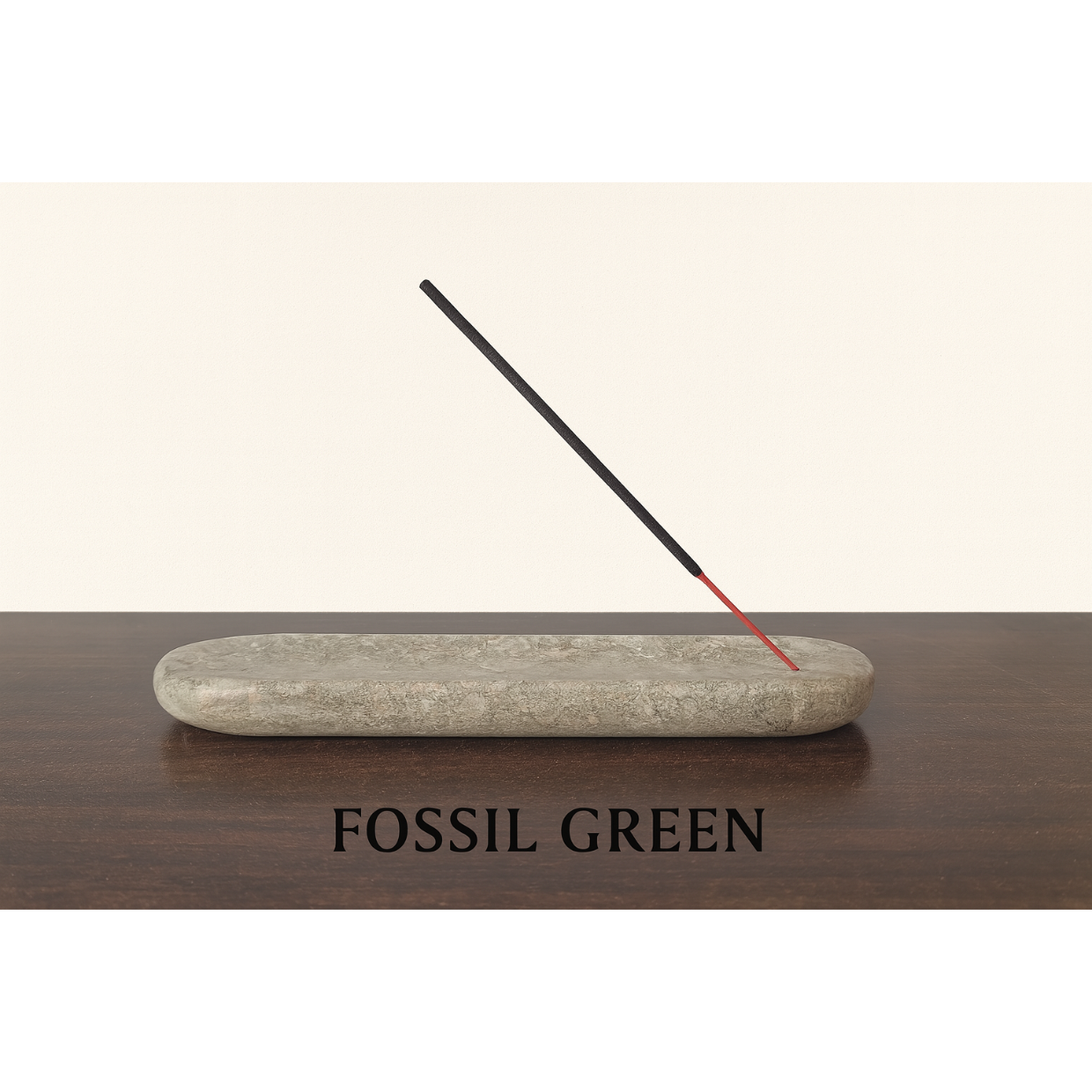 Porta-incenso oval em mármore natural verde fóssil 🪨 24,5 × 4,5 × 2 cm |   Feito à mão na Itália 🇮 🇹 |   Queimador de varas de incenso |   Acessório decorativo para casa e bem-estar - Criações Kalu