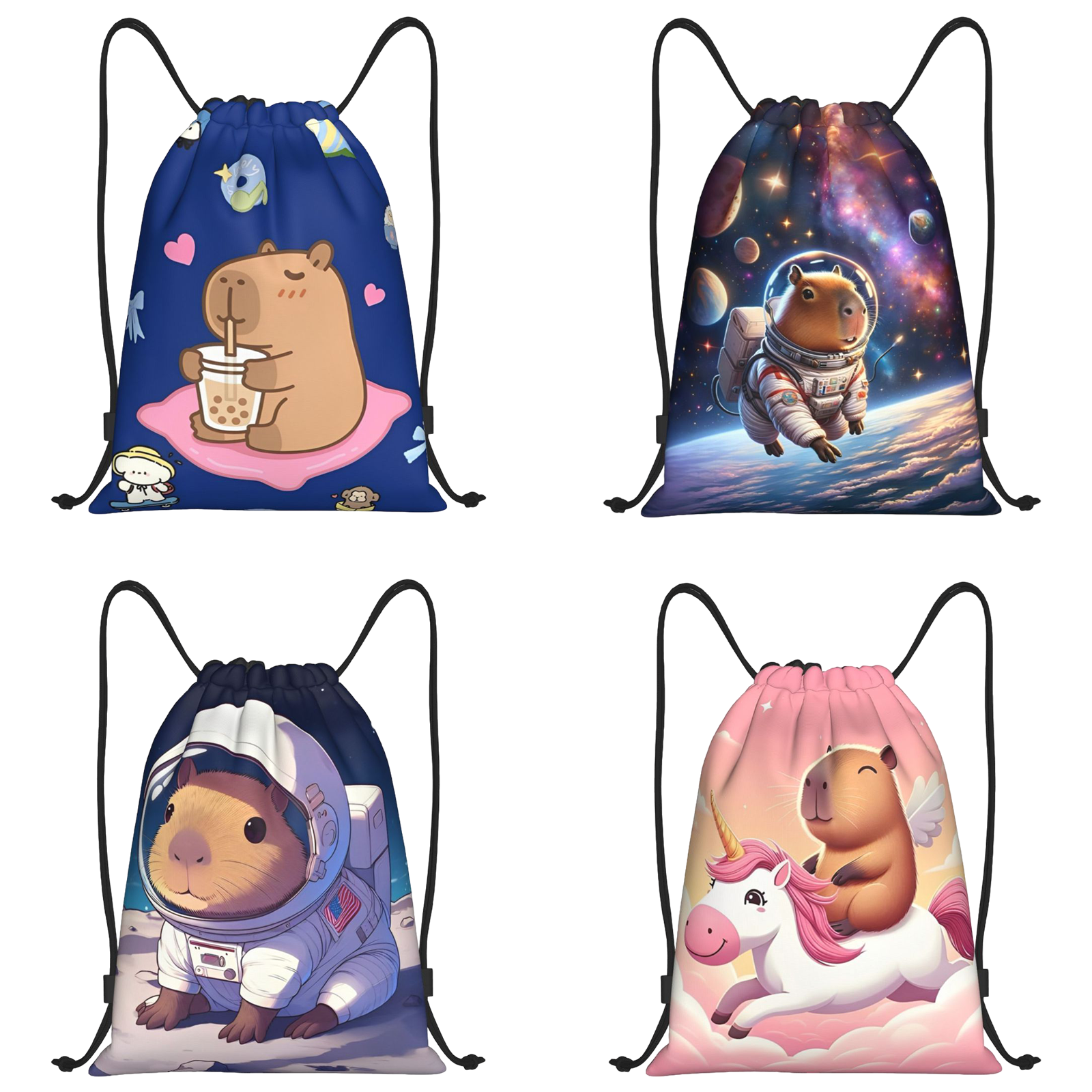 Cute Capybara Capibara Animal Drawstring Backpack Sports Gym Bag String Sackpack for Exercise