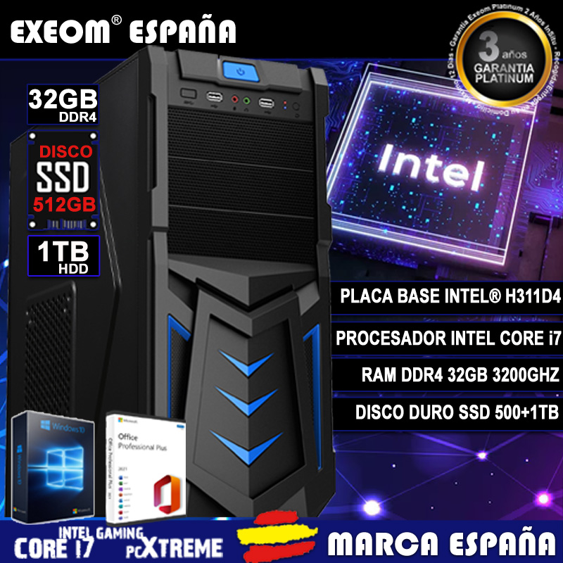 ORDENADOR SOBREMESA I7 32GB SSD 512 + 1TB HDD WINDOWS 10/11