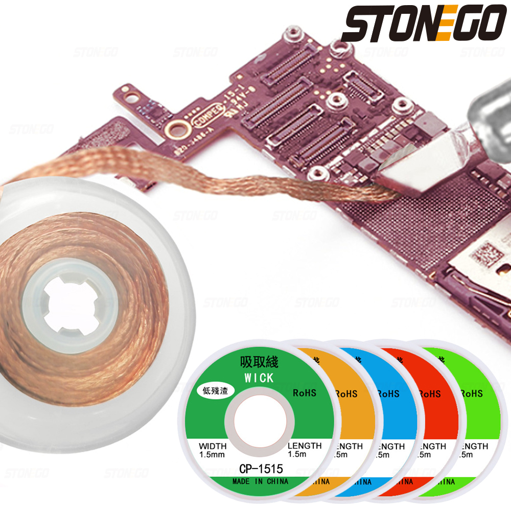 STONEGO 1.5mm 2mm 2.5mm 3mm 3.5mm Szerokość 1.5M Długość Rozlutowywanie Oplot Spawanie Usuwanie lutu Knot Drut Ołów Naprawa topnika