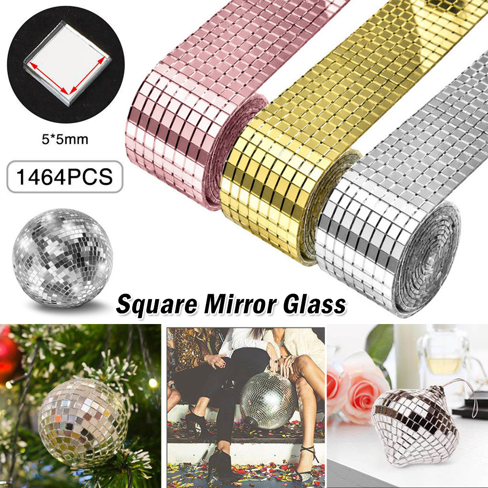 Stiker dinding ubin mosaik Mini, perekat kaca cermin persegi dekorasi DIY 1M * 4CM