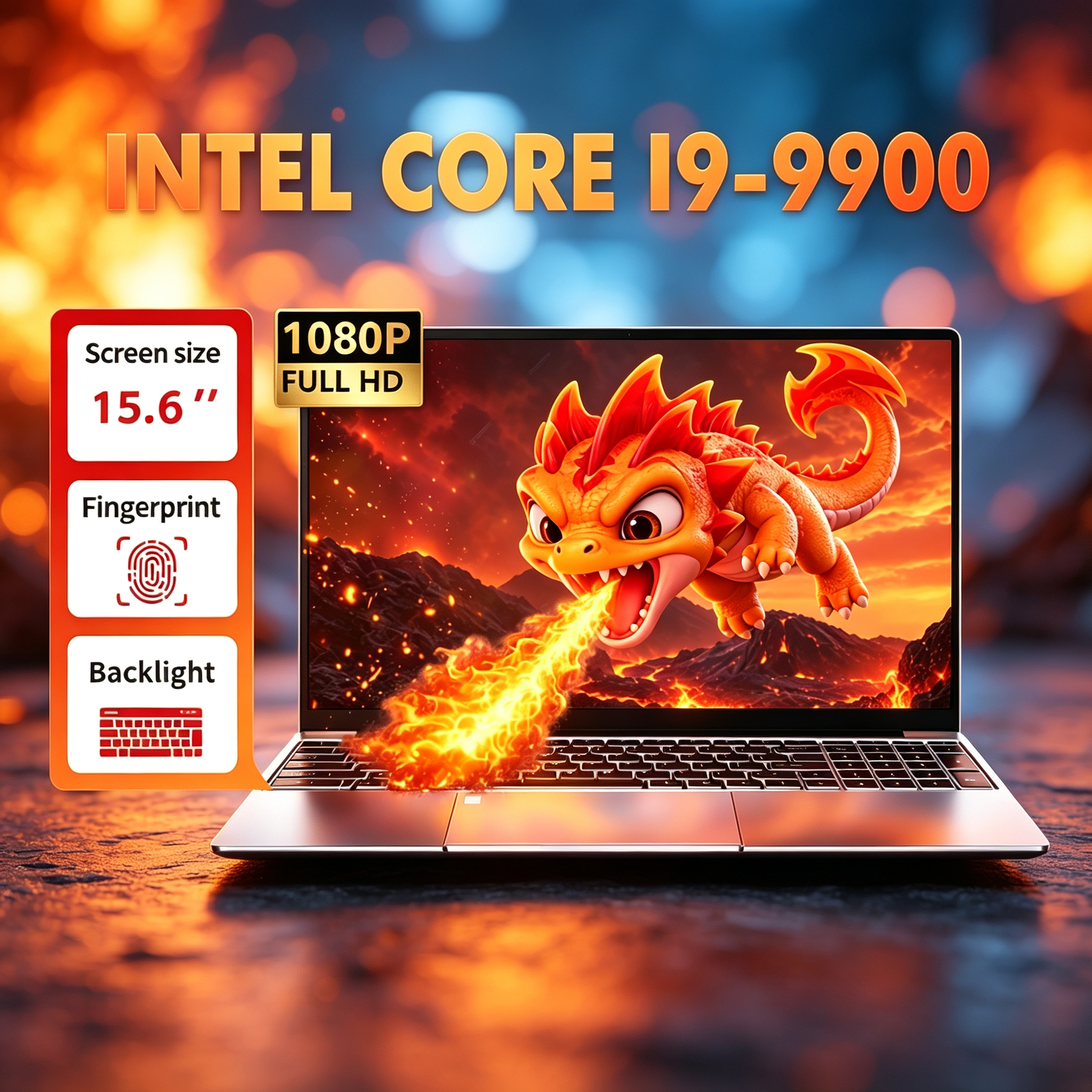 Portátil para Juegos 2026 con Desbloqueo por Huella Dactilar, Pantalla de 15.6 Pulgadas, Intel Core i9-9900, Windows 11 Pro, 6GB DDR4, 1TB SSD