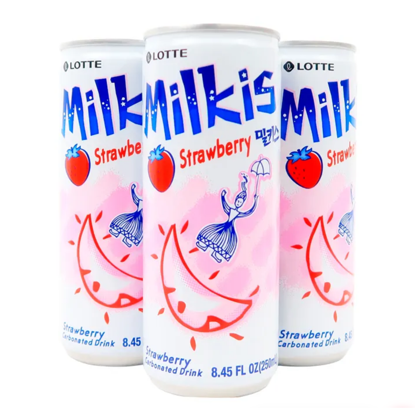 Lotte Milkis-bebida coreana sabor: morango-10 latas de 250 ml cada. -Sabor de iogurte de bebida carbonatada