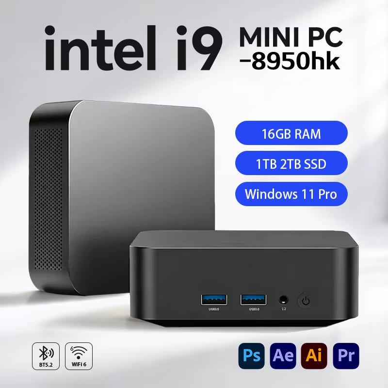 NUEVA MINI PC Portátil Intel Core i9 8950HK 16GB DDR4 + 1/2TB SSD 4K HD Mini PC Gaming de Escritorio Compatible con Windows 11
