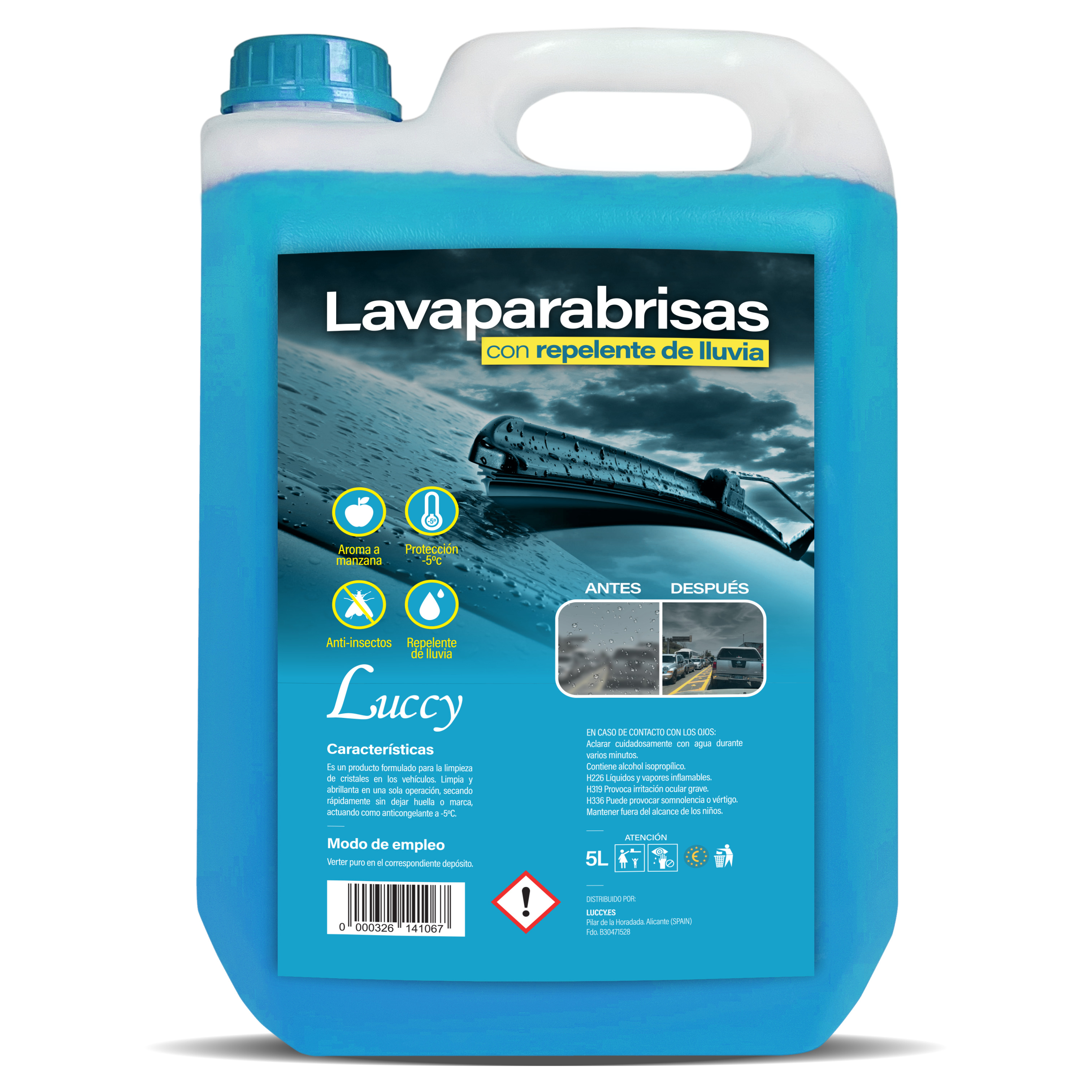 Antifreeze spryskiwacz szyby przedniej-5 ° C | zabezpieczenie przed deszczem-5 ° C, wyprodukowano w Hiszpanii, przeciwdeszczowe, płynne wycieraczki samochodowe