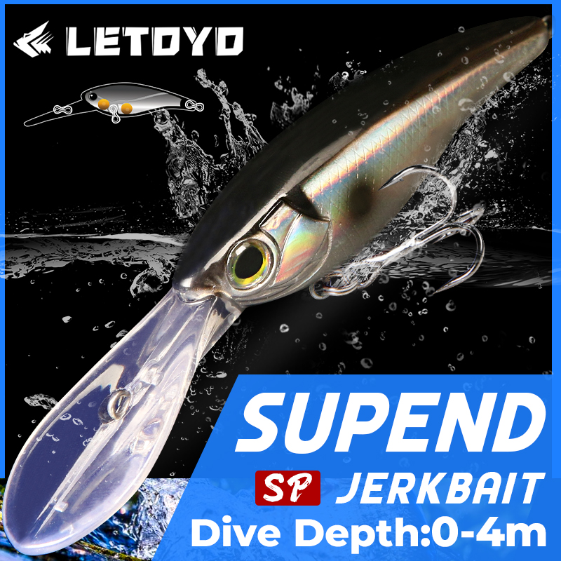 LETOYO pececillo suspendido 6g/60mm-10g/70mm 0-4m de profundidad cebo Artificial de buceo profundo señuelos de lubina de trucha para Señuelos de pesca de Lucio giratorios