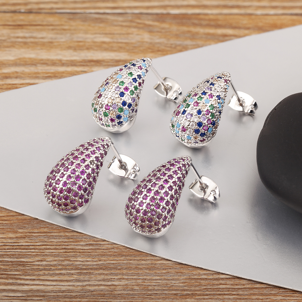 Nidin Neue Trendy Waterdrop Form Mode Vielseitig Charme Stud Ohrringe Für Frauen OL Stil Ohr Schmuck Zubehör Party Geschenke