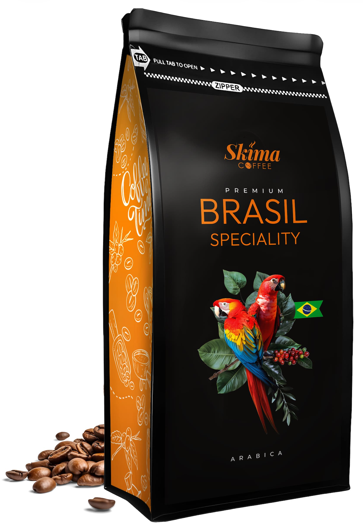 Ganze Kaffeebohnen 1kg BRASILIEN SPEZIALITÄT 100% ARABICA Frisch geröstet + KOSTENLOSES GESCHENK