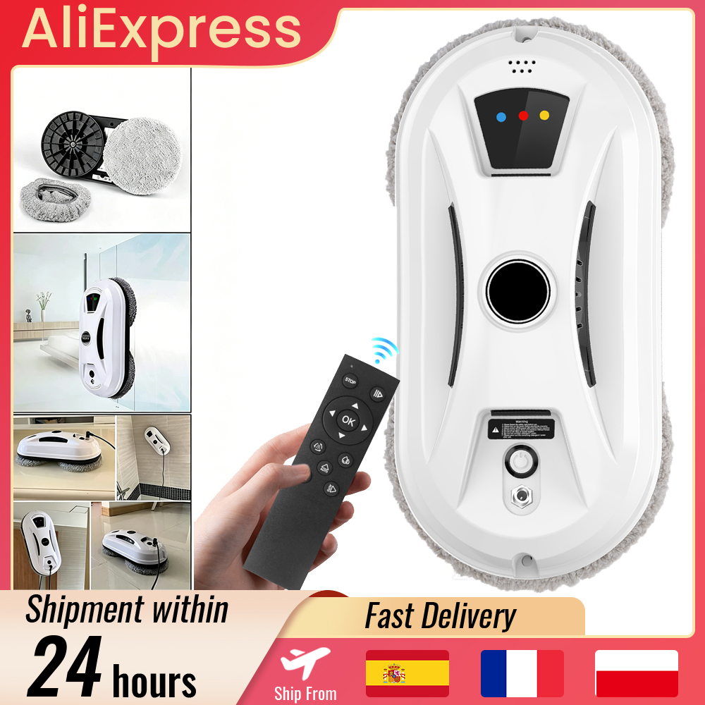 Robot aspirateur ultra-fin pour la maison, robot de nettoyage de vitres automatique avec ou sans pulvérisation d'eau, planification intelligente, forte aspiration de 5600 PA, robot nettoyeur de vitres, télécommande électrique pour la maison