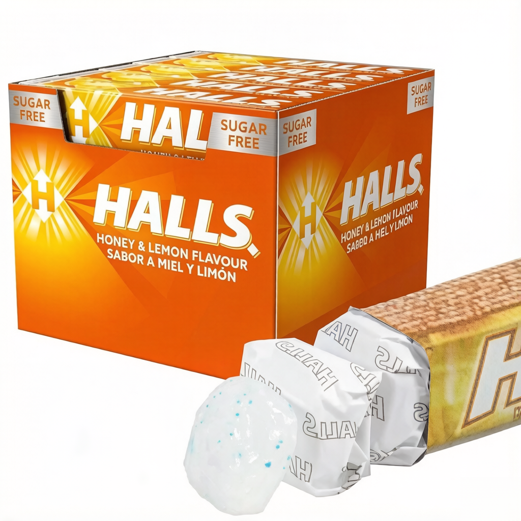 Caramelos Grageas Halls Miel y Limón Sin Azúcar x20