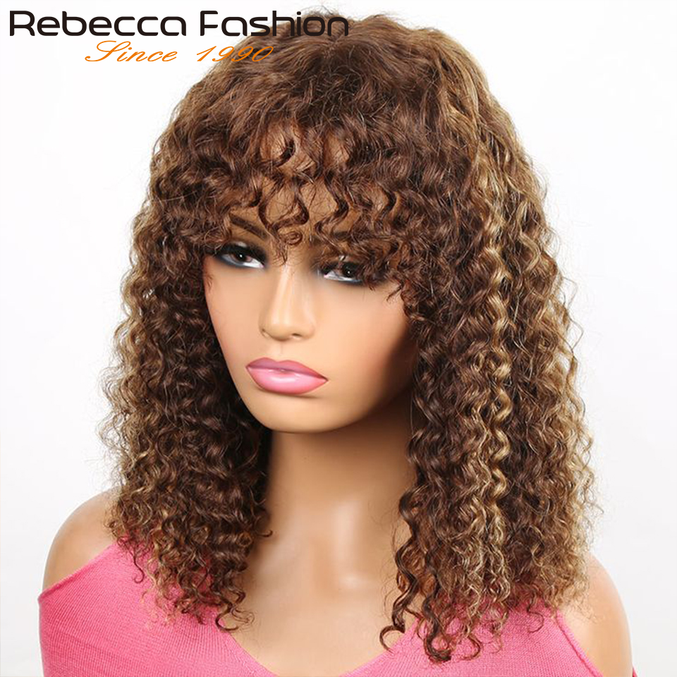 180d Pixie Short Cut Jerry Grausamkeit Echthaar Perücken mit Pony Highlight Remy Curly Bob Perücken für Frauen volle Maschine gemacht 1b p1b/30