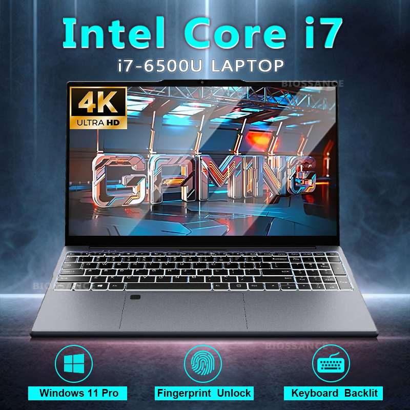15,6" draagbare laptopcomputer Intel Core i7 6500U Windows 11 16GB DDR4 1/2TB SSD Backlit Notebook PC Vingerafdruk ontgrendelen laptops