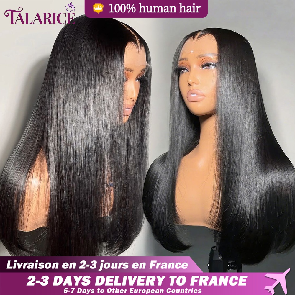 Peluca de Cabello Humano Liso de 26, 28 y 30 Pulgadas, Pelucas con Frente de Encaje 13X6, Cabello 100% Humano de Alta Calidad, Peluca de Encaje HD Pre-Desplumada, Entrega en 3-5 Días