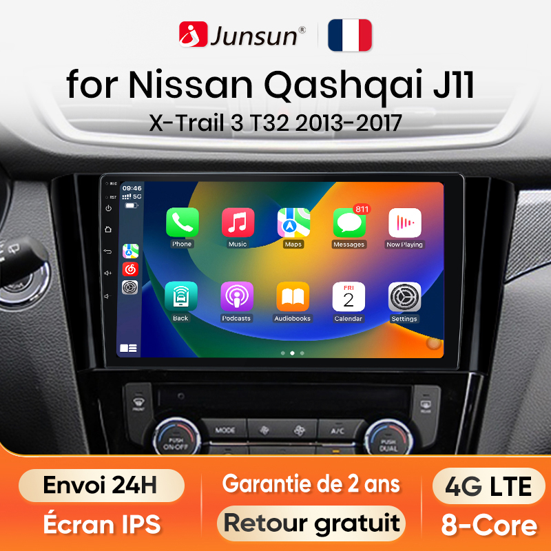 Junsun Android13 Radio Autoradio Voor Nissan Qashqai X-Trail 2013-2017 Auto Intelligente Systemen Voor Apple Carplay Gps Wifi Frankrijk