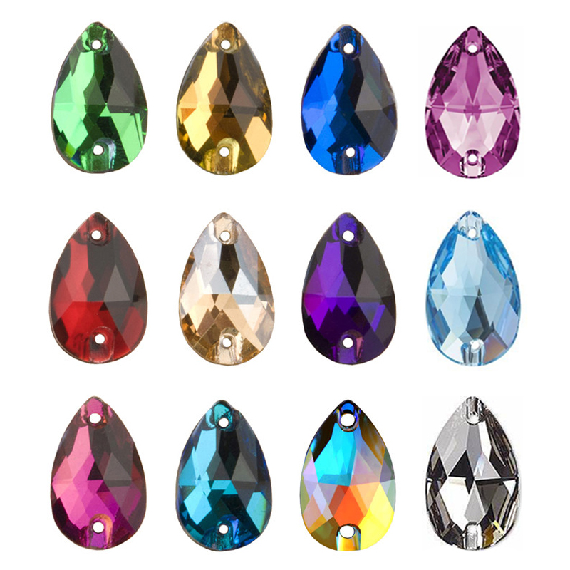 YANRUO 3230 lágrima para coser en diamantes de imitación con parte posterior plana, piedras de costura Strass de cristal para decoración de ropa